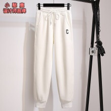 小憨鹿 设计师轻奢品牌卫裤女加绒加厚时尚宽松休闲运动裤子