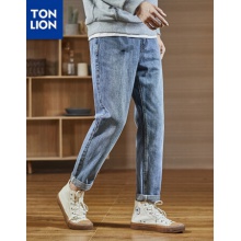 唐狮裤子男男士牛仔裤男港风潮牌宽松休闲修身直筒裤