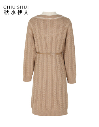 秋水伊人假两件毛针织连衣裙拼接气质减龄连衣裙
