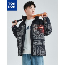 唐狮羽绒服男腰果花外套男士