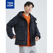 唐狮羽绒服男后背印花短款上衣外套