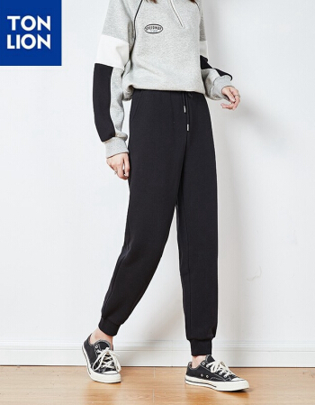 唐狮情侣休闲裤男加绒束腿裤子男